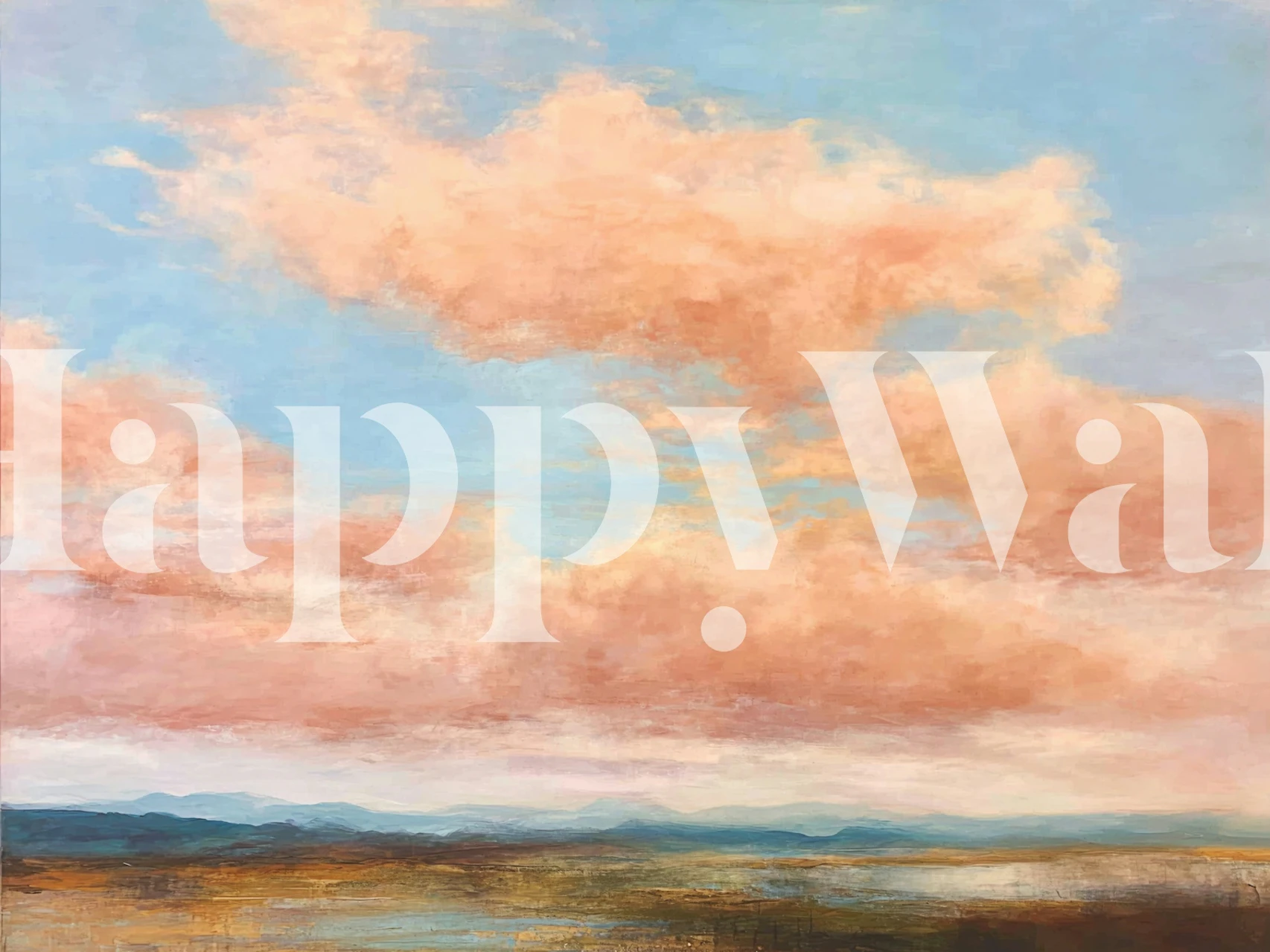 Pastel Cloudscape Horizon wallpaper in a room