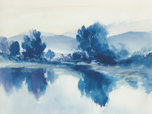 Indigo Watercolor Landscape