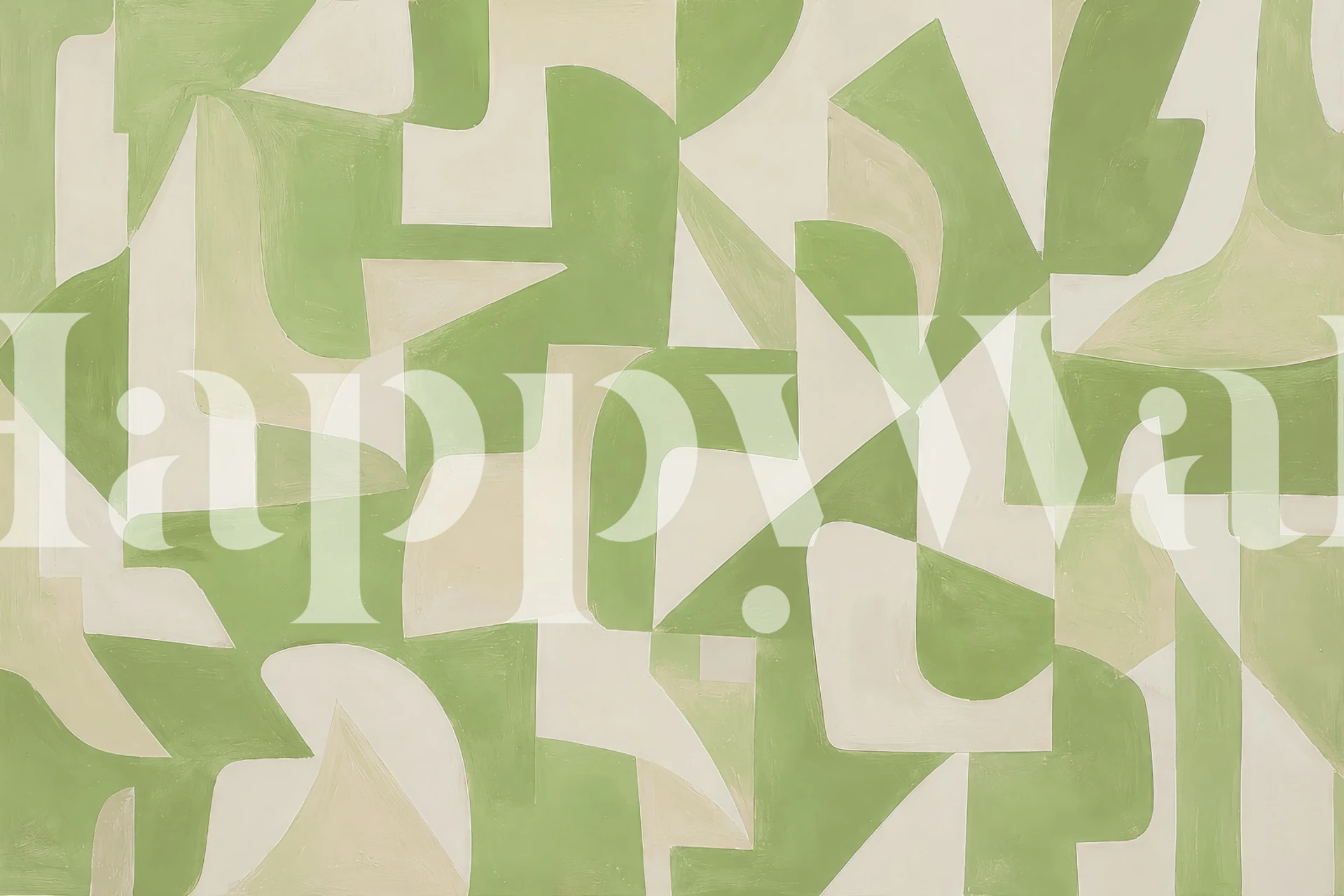 Papel pintado Warm Earth Geometry - Green en una habitación