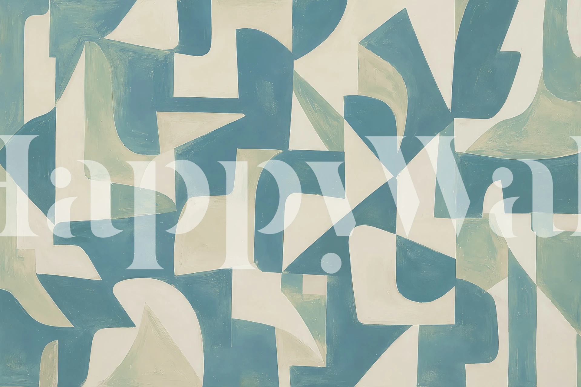 Warm Earth Geometry - Blue papier peint dans une pièce