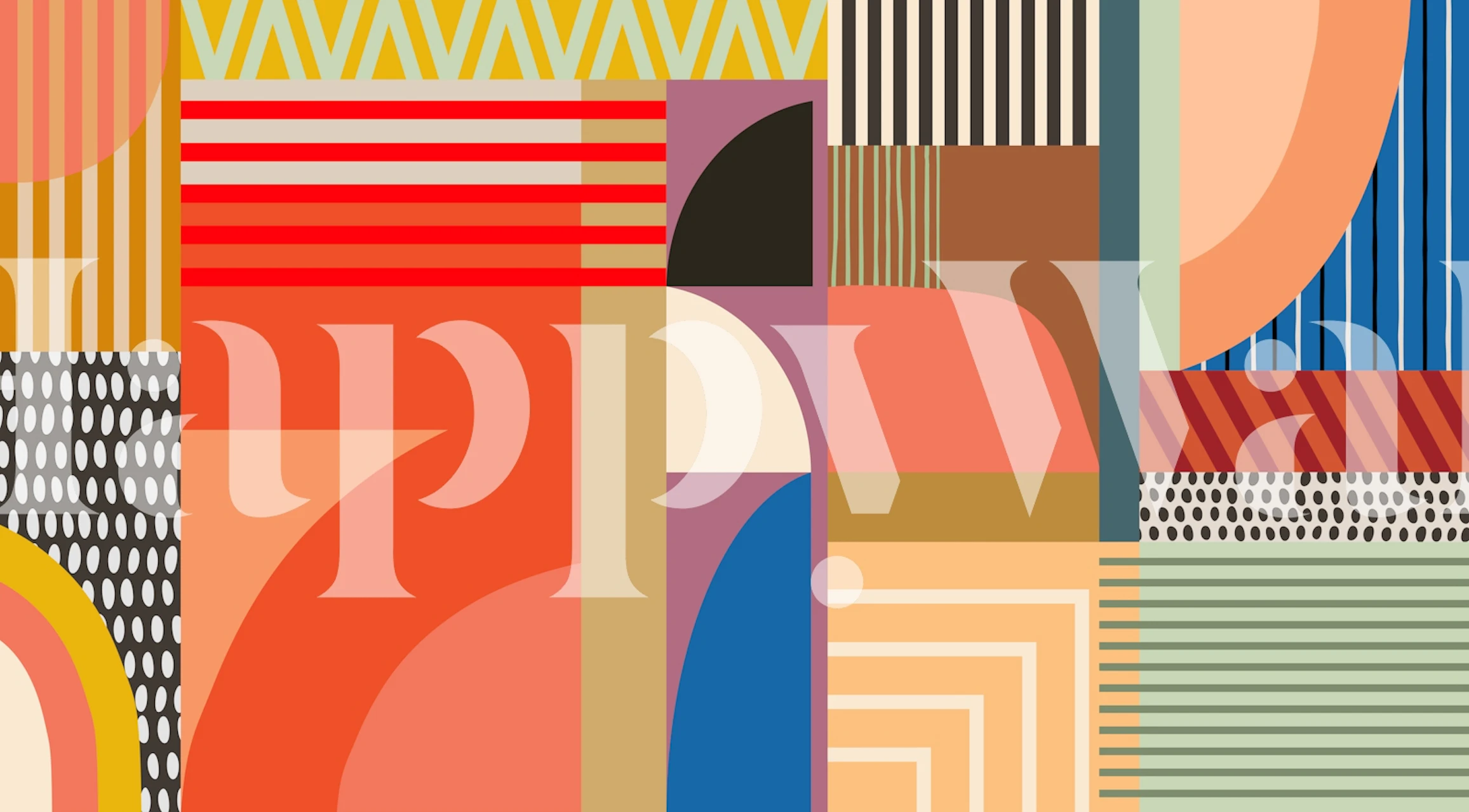 Vibrant Bauhaus Geometry tapet