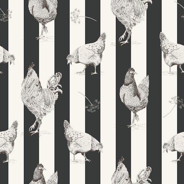 Chickens and vertical stripes - black & white