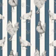 Chickens and vertical stripes - denim blue