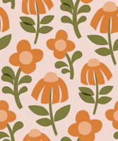 Mid Century Mod Flowers - Orange tapete