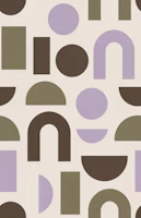 Modern Abstract Shapes Lavender Olive L tapet