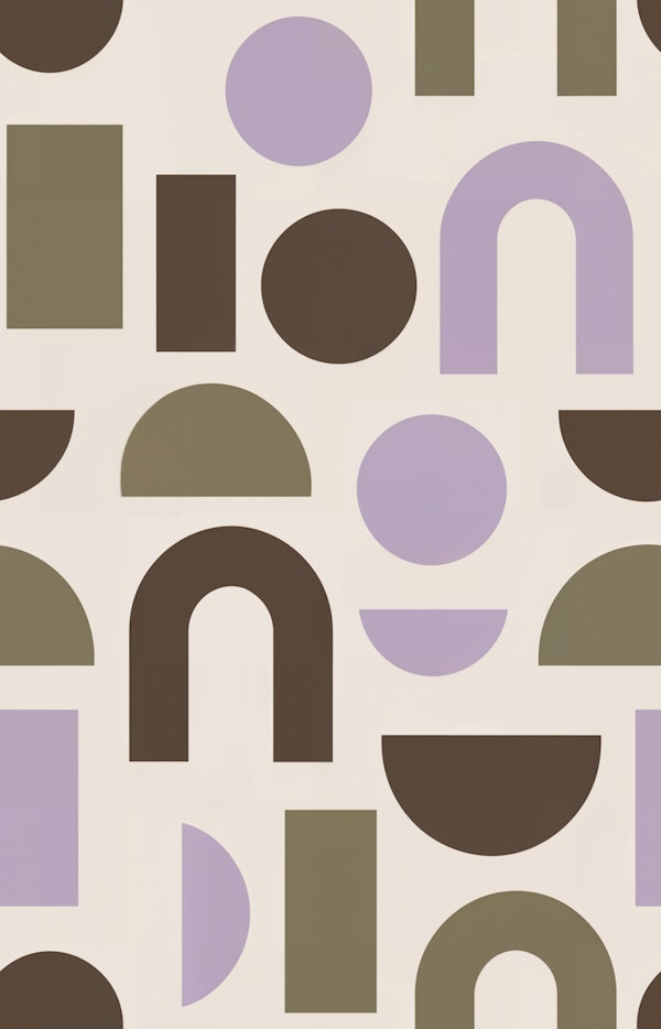 Modern Abstract Shapes Lavender Olive