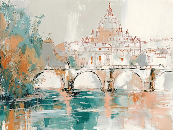 Italian Landmark Line Drawing