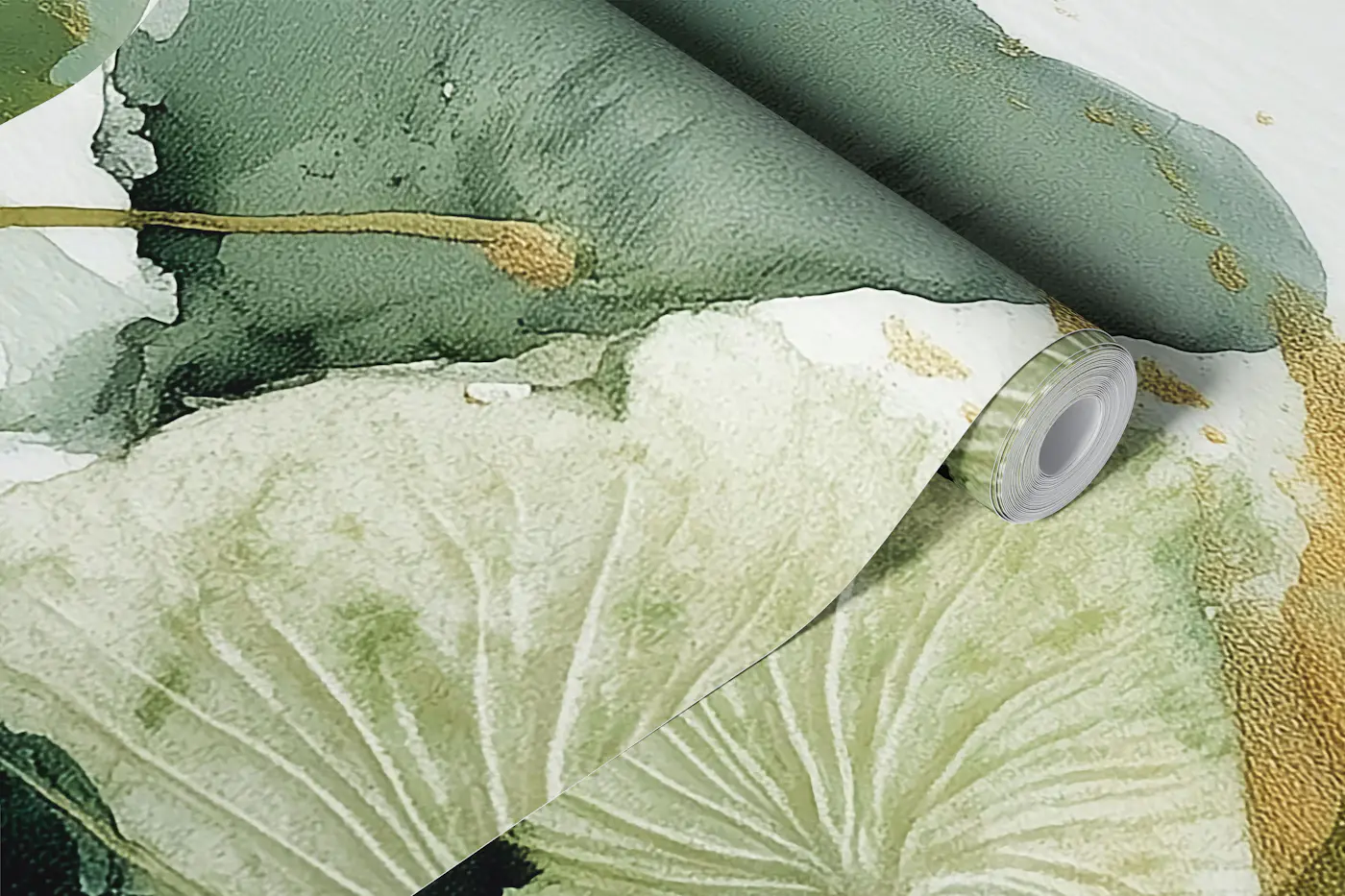Serene Asian Watercolor Leaves wallpaper roll