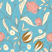 Modern Chintz Floral Sky Blue tapet