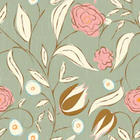 Modern Chintz Floral Sage Green tapet