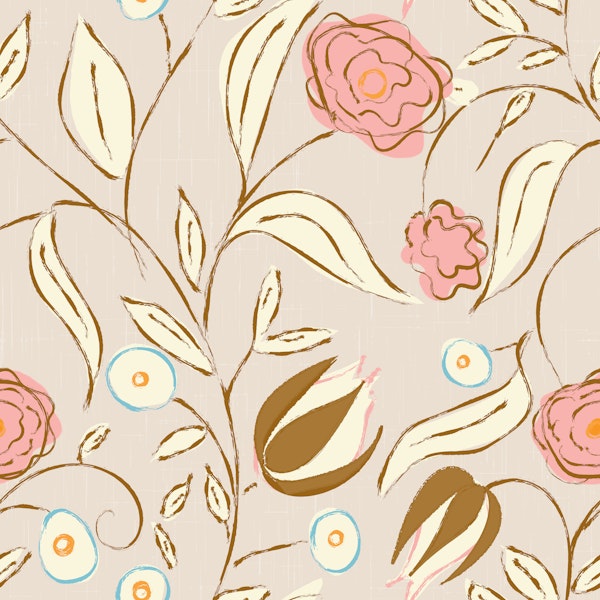 Modern Chintz Floral Beige