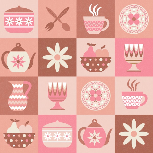 Pink Scandinavian Kitchen Tiles