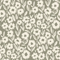 Cream Floral on Sage papel de parede