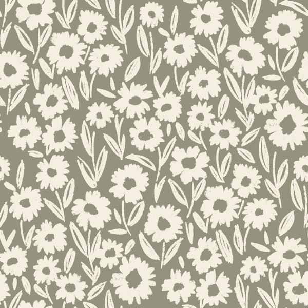 Cream Floral on Sage