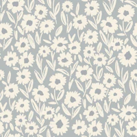 Soft Cream Flowers on Blue Gray tapet