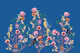Tropical birds in chinoiserie garden - cobalt