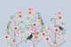 Tropical birds in chinoiserie garden - blue