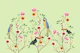 Tropical birds in chinoiserie garden - mint