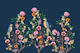 Tropical birds in chinoiserie garden - navy