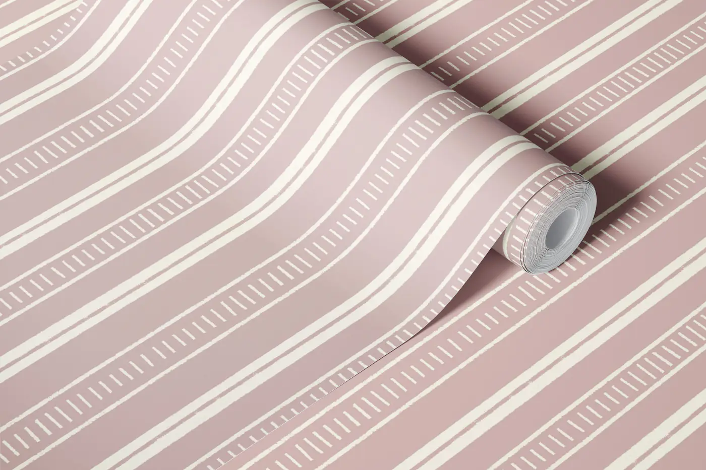 Woven Ikat Stripe Soft Beige wallpaper roll