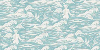 Coastal reverie in teal blue behang
