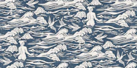Coastal reverie in indigo blue behang