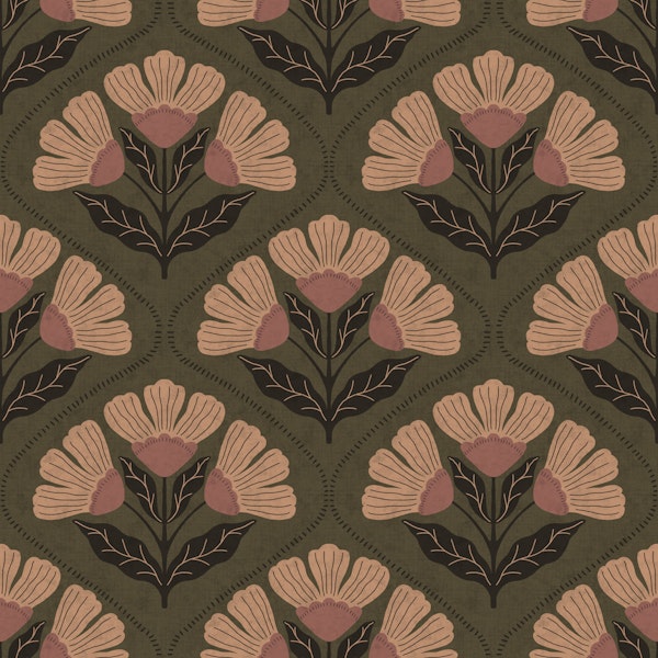 Mid Century Floral Trellis