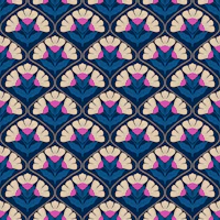Cream and Pink Floral Medallion behang