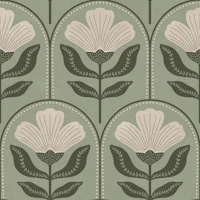 Sage Folk Floral Arches wallpaper