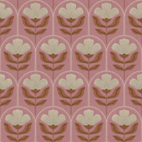 Retro Tulip Garden Pink papel de parede