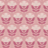 Pink Scandinavian Floral Tile papel de parede