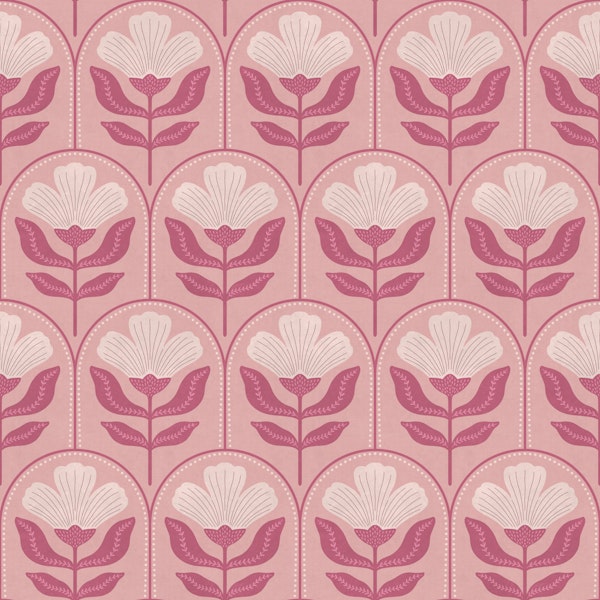 Pink Scandinavian Floral Tile