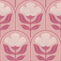 Scalloped Floral Folk Pink wallpaper