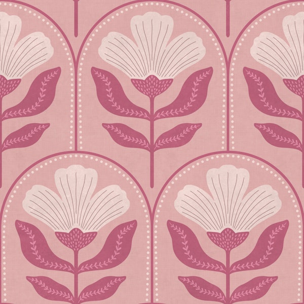 Scalloped Floral Folk Pink