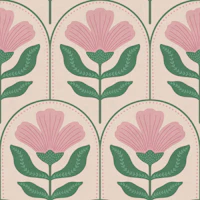 Soft Pink Tulip Folk Motif behang