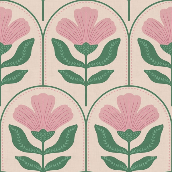 Soft Pink Tulip Folk Motif