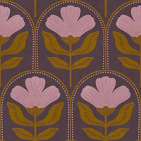 Boho Arched Floral Purple Gold wallpaper