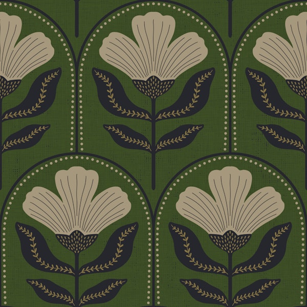 Retro Botanical Arch Motif