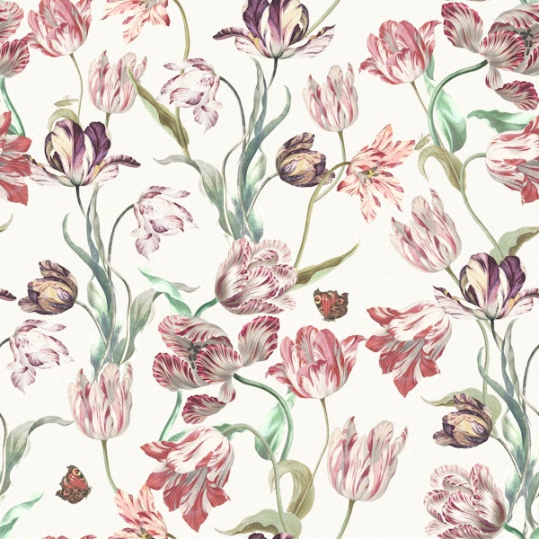 Vintage Tulips on Cream
