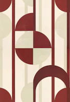 Retro Geometric Circles Burgundy S tapet