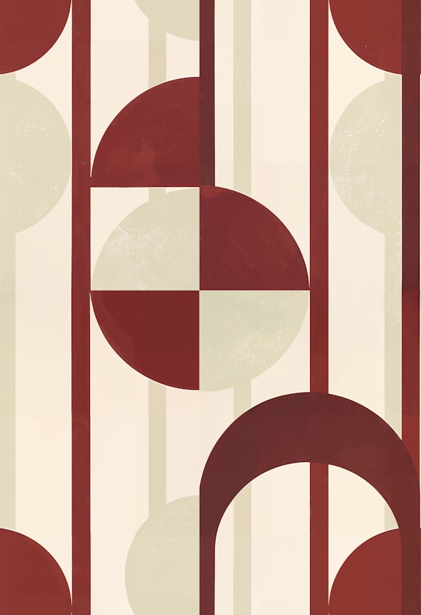 Retro Geometric Circles Burgundy S