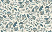 Pomegranate Folk Garden - teal blue wallpaper