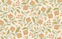 Pomegranate Folk Garden - sage green tan wallpaper