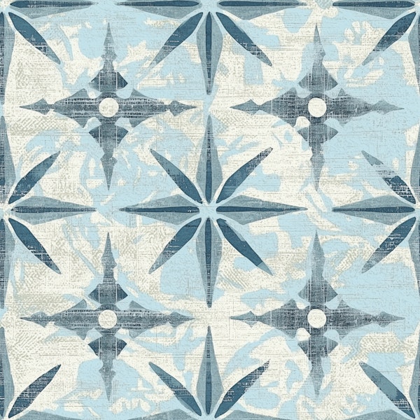 Vintage Coastal Star Tiles Pattern