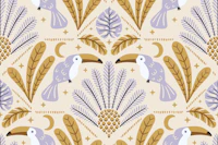 Modern Tucan Damask Beige tapety