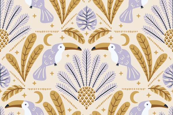 Modern Tucan Damask Beige