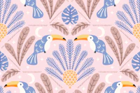Modern Tucan Damask Pink tapety