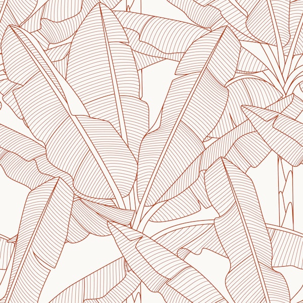 Banana Palms - Burnt Sienna Lines