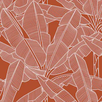 Banana Palms - White Lines Burnt Sienna wallpaper