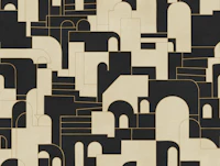 Modern Bauhaus Arch Grid Black Cream wallpaper